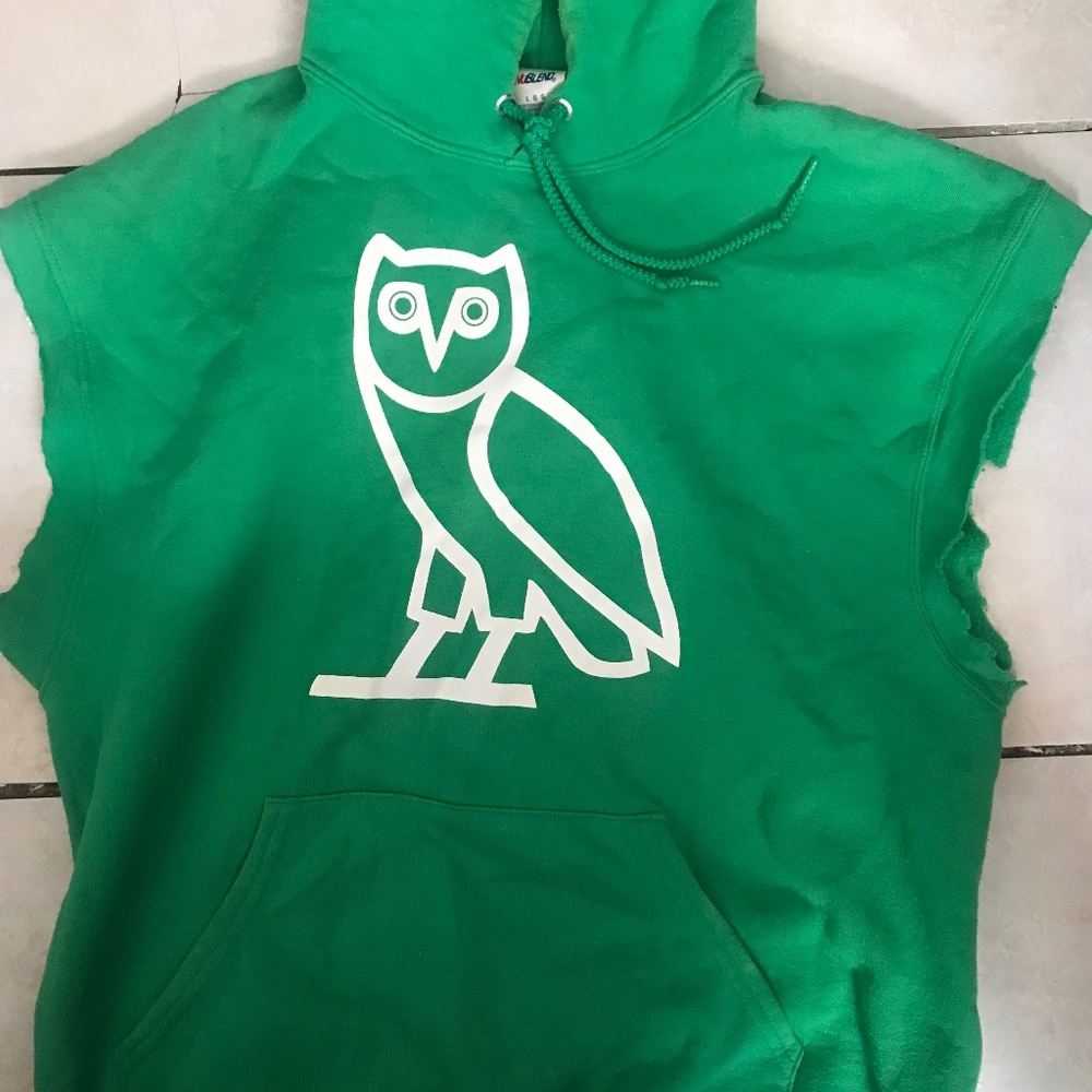 Men's Drake OvO Green & White Owl Jerzees Nublend Sweatshirt hoodie Size Large